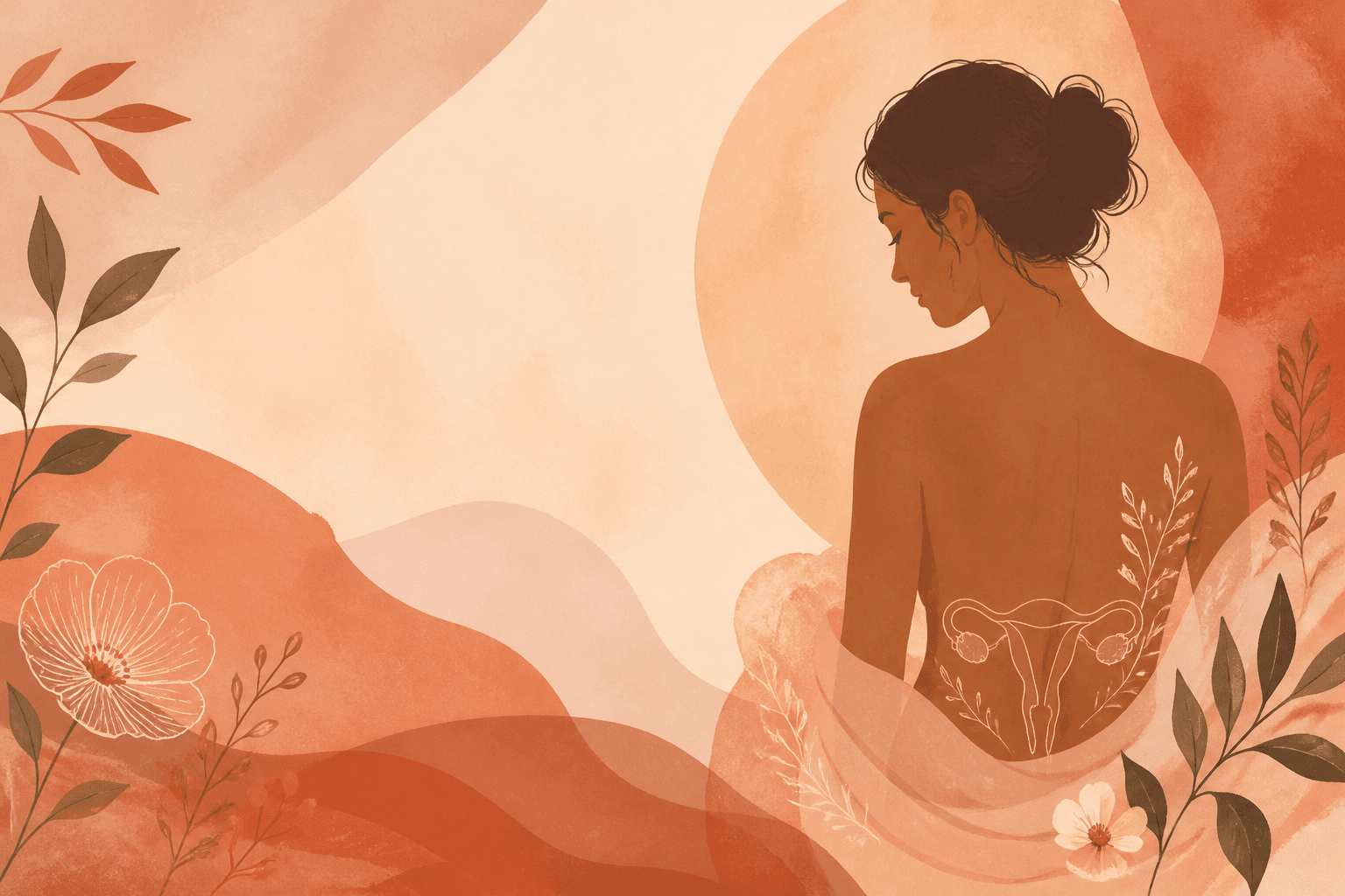 Ilustración sobre endometriosis y salud hormonal femenina