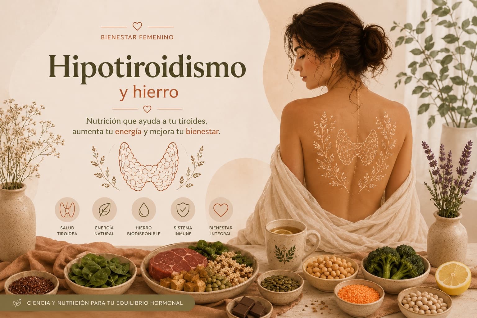 Hipotiroidismo y hierro: nutrición para la salud tiroidea, energía y bienestar femenino